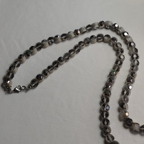 LOFT Silver Beads & Ribbon Long Necklace!!! - Picture 3 of 6